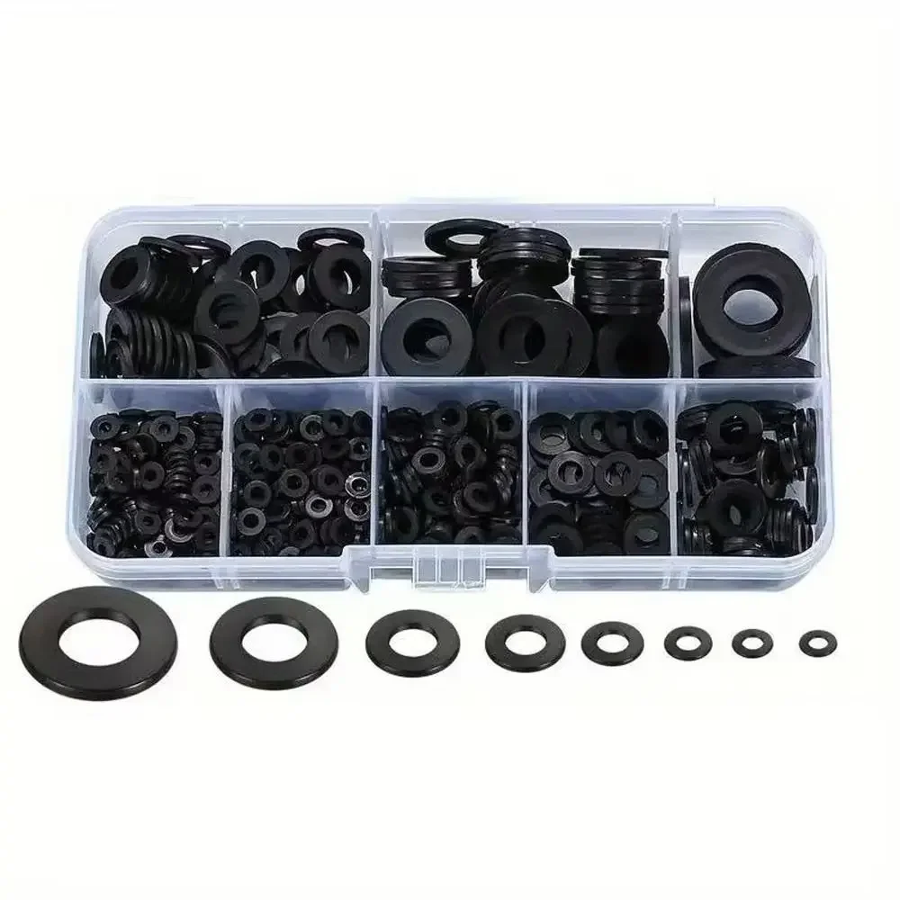 Picture 5: Black & White Flat Washers Flat Ring Waterproof Gaskets Assortment Kit Universal Rubber Material Sealing Gaskets