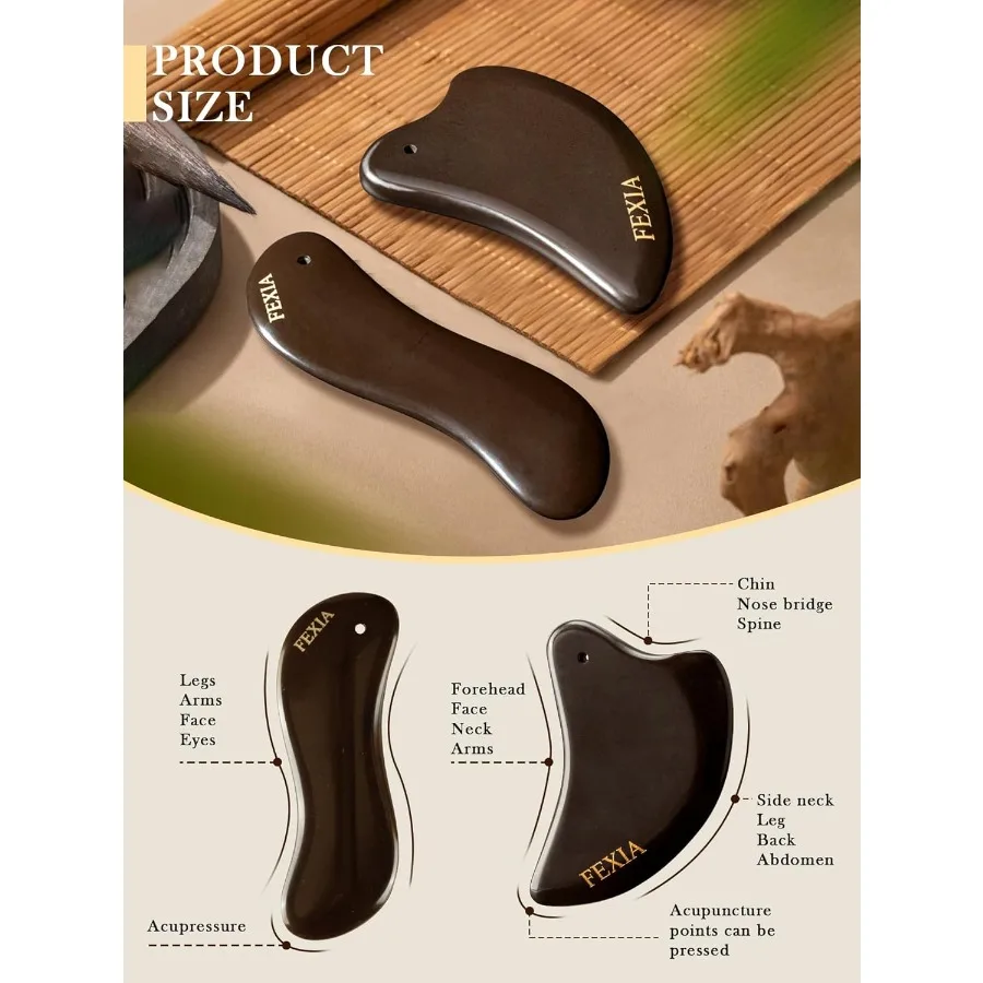 2PCS Gua sha Facial Tools SPA Cadeau voor Vrouwen Natuurlijke Gele Bian Steen voor Lymfedrainage Massager Gezichtsmassage Huidverzorging