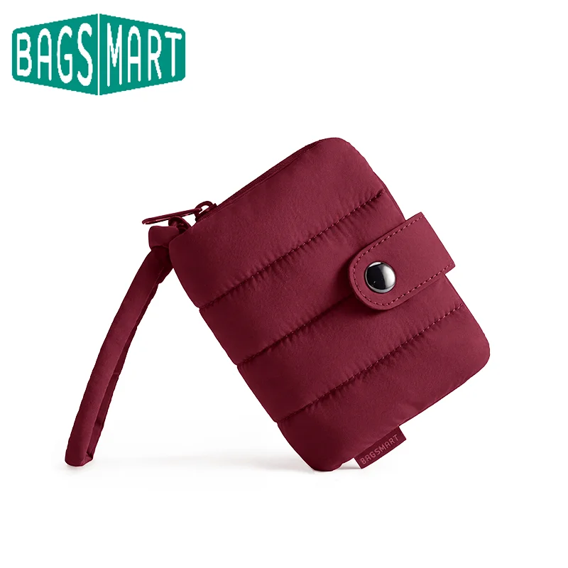 BAGSMART Mini Quilted Pouch Wallet For Women Soft Puffy Hand Wrist Purse Lightweight Card Coin Holder Small Cosmetic Bag