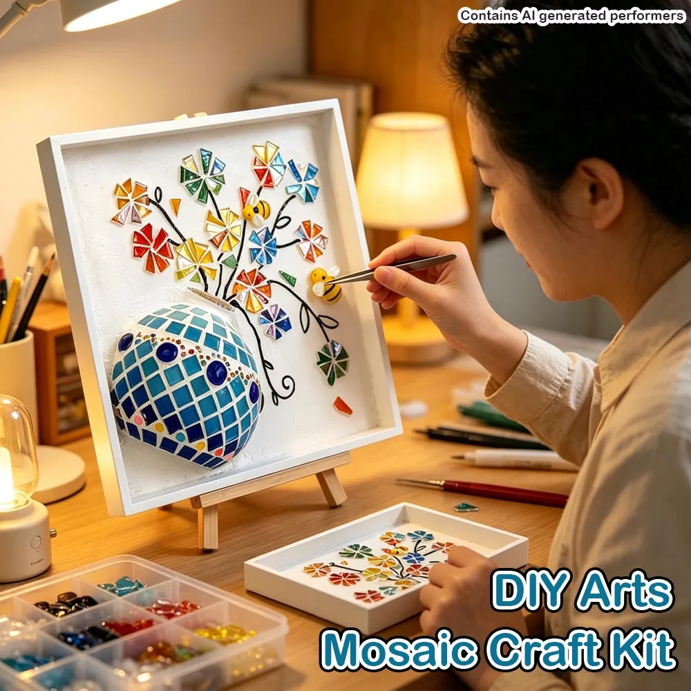 DIY Sparkling Colorful Bulk Crystal Mosaic Craft Kit Fun Arts Handcrafts Home Decor 3D Painting Ceramic Vase Hobbies Adults Gift