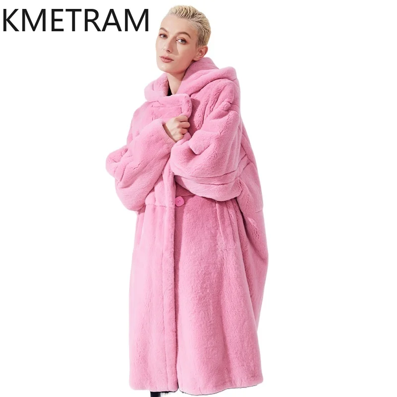 100% Natural Mink Fur Jacket Woman High Quality Long Real Fur Coat with Hood Fashion Winter Coats Women Clothing 2025 Fourrure