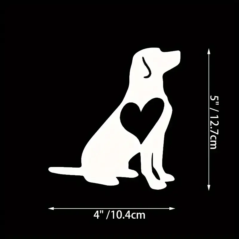 Lab With Heart Sticker Dog Lover Labrador Retriever Decal, 5 Inch White Reflective Vinyl Decal For Cars, Trucks, Laptops, Water