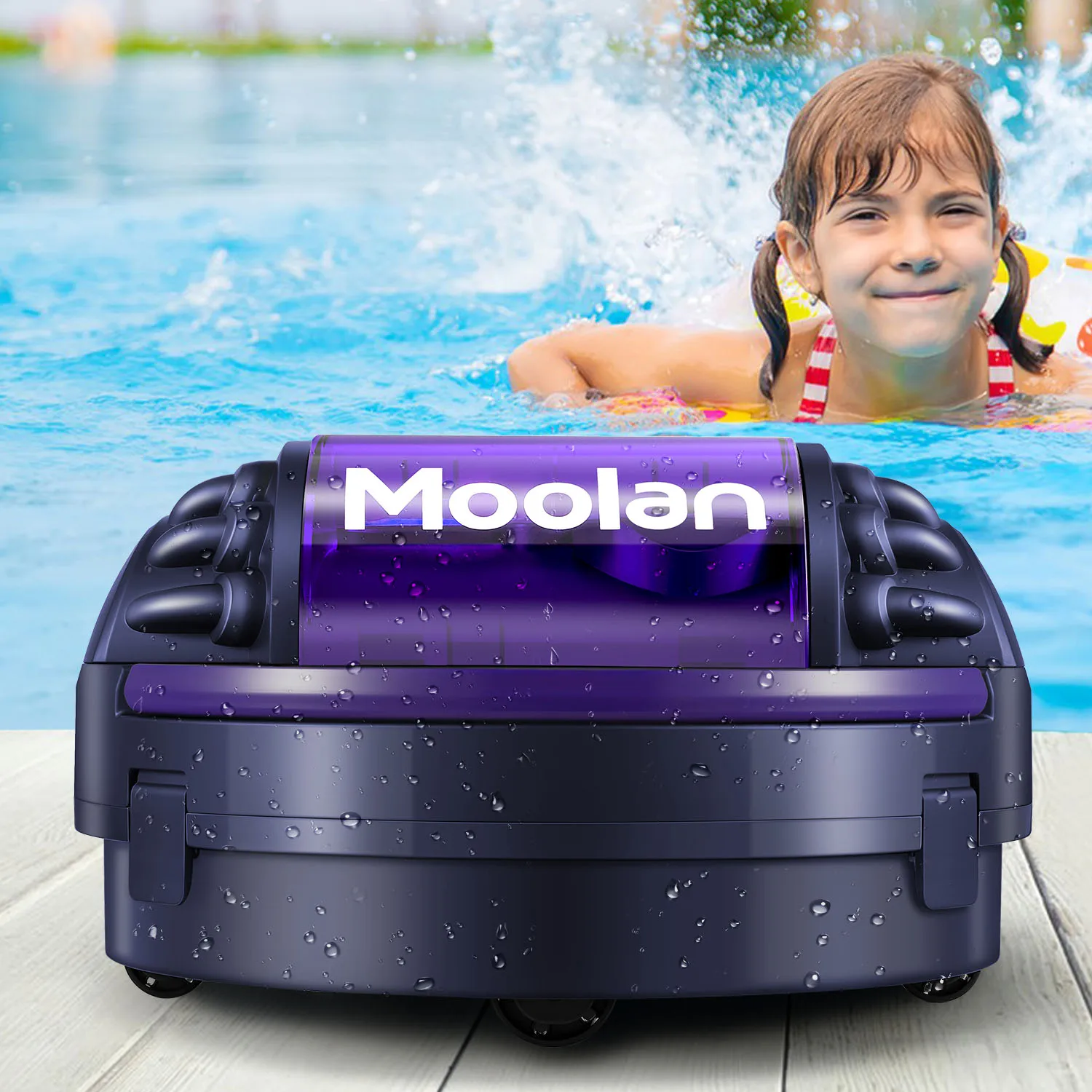 Moolan Automatic Swimming Pools Cleaner 120Mins Runtime Powerful Cordless Pool Robotic Vacuum Cleaner for Above & In-Ground Pool