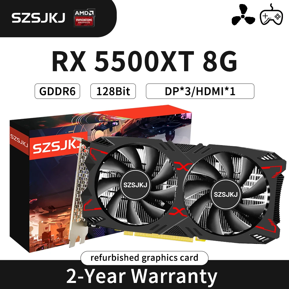 RX5500XT 8G Mining Graphics Card 8G 128bit GDDR6 RX 5500 XT 8gb 3DP+1HDMI Video Card Gaming AMD GPU placa de video