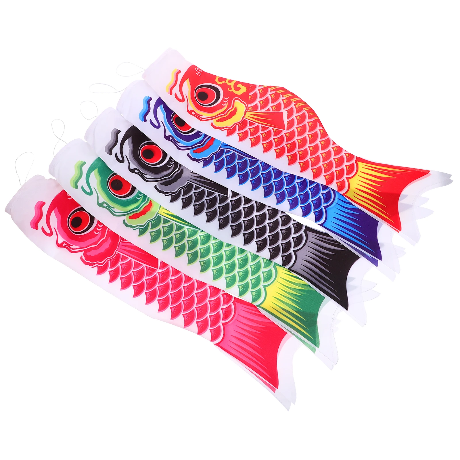 

5pcs Japanese Carp Garden Fish For Outside Funny Fish Flags Vibrant Graphics Light Sturdy Satin Decor Easy Hanging Portable
