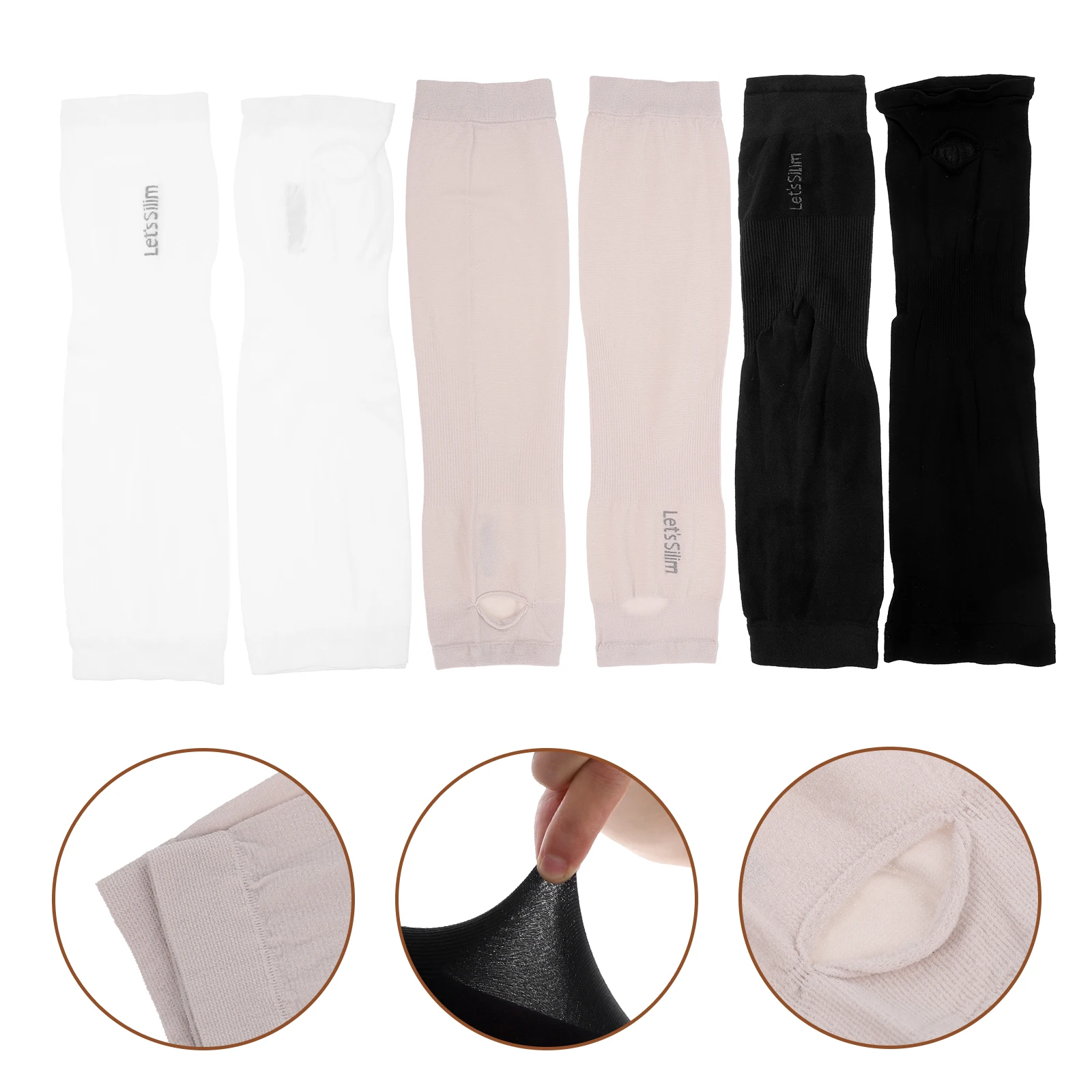 

Sun Protector Sleeve Uv Protection Arm Sleeve Skid Proof Elastic Padded Cuff Arm Guard Fingertip Pads Black Grey White