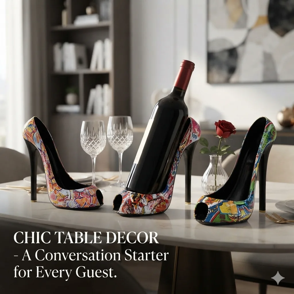 Creative Resin High Heel Wine Bottle Holder Novelty Tabletop Home Decor Great Gift for Christmas Birthday Wine Lovers Women