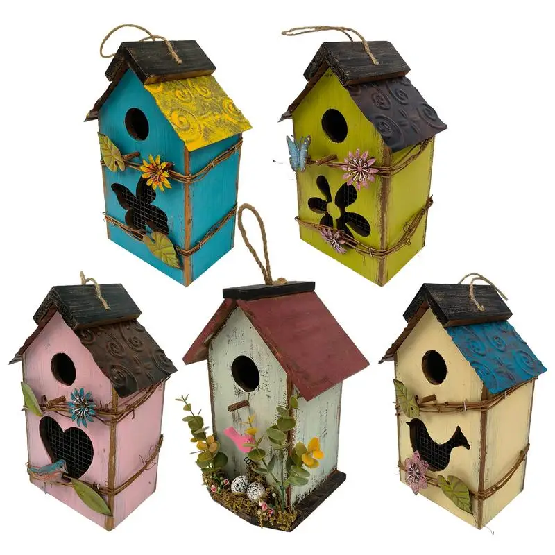 

Garden Decoration Outdoor Courtyard Wooden House Bird Nest Bird House Balcony Layout Wall Hanging Home Hanging Birdhouse