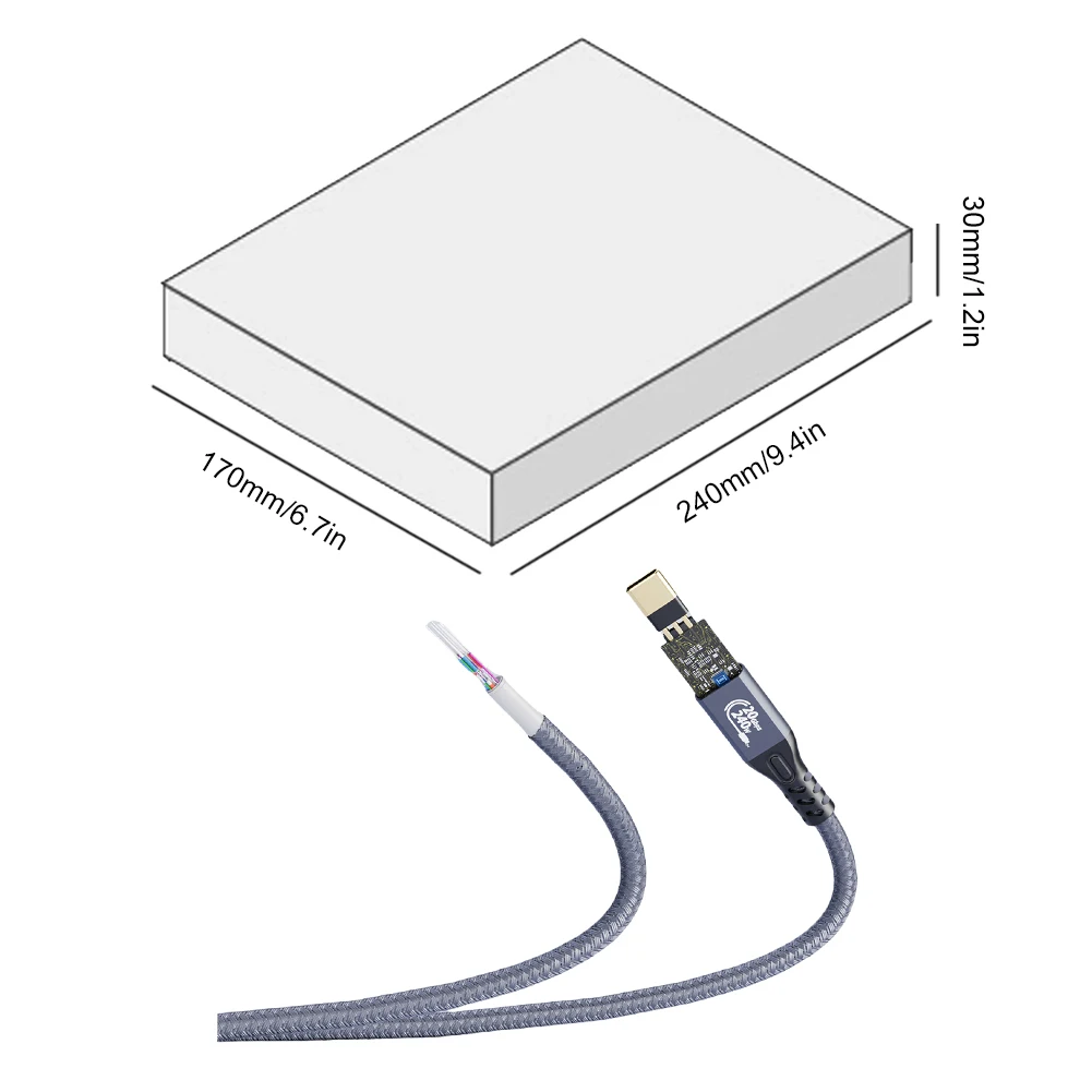 0.5/1/2/3M PD3.1 240W نوع C إلى C كابل الشاحن مضفر الزاوية اليمنى USB3.2 ذكر إلى ذكر آيفون 15 لسامسونج لماك بوك PC