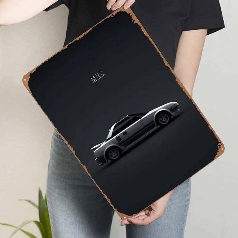 Toyota MR2 Mk1 1984 White Tinplate Sign Cars Poster Decoration Wall Decor Living Room Metal Sign for Garage Wall Art Decoration