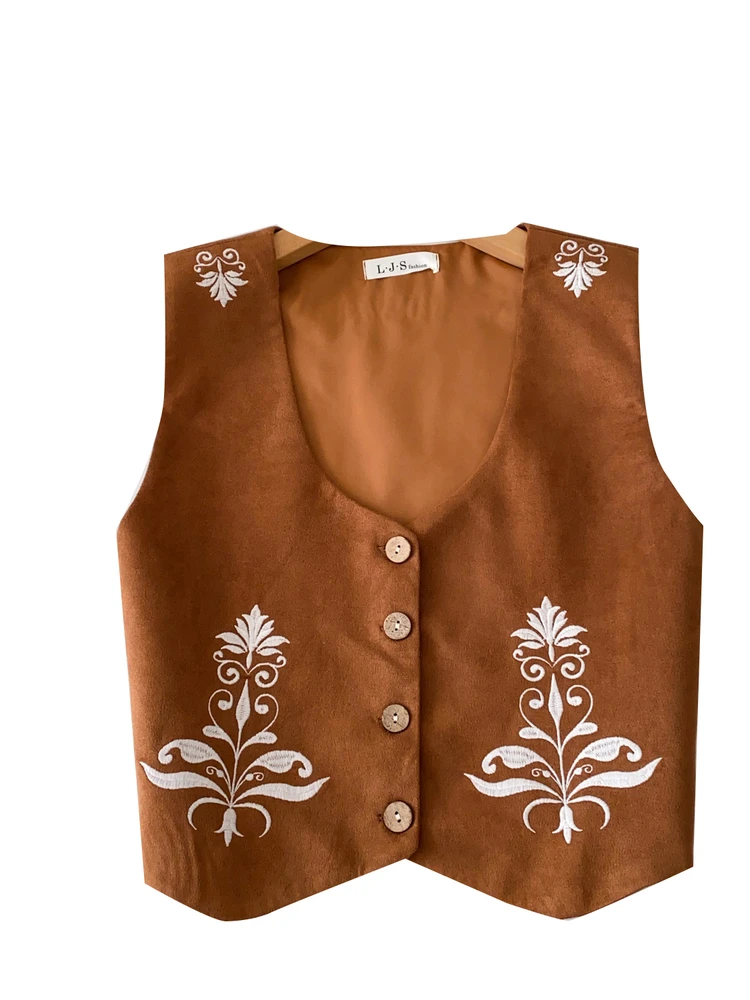 レトロ Vaion レディース ベスト トップ V ネック オープン カーディガン 鹿革 ベルベット ショルダーパッド ファッショナブルなアウターウェア 旅行用