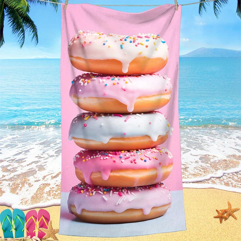 Beach Towel Donut Pattern Sun Protection Windproof Suitable For Swimming Pool Camping Travel Blanket