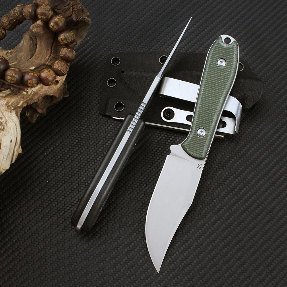 Tunafire-سكين صيد تكتيكي عسكري ، شفرة ثابتة D2 ، تخييم خارجي ، صيد سياحي ، سكاكين مطبخ ، أدوات EDC