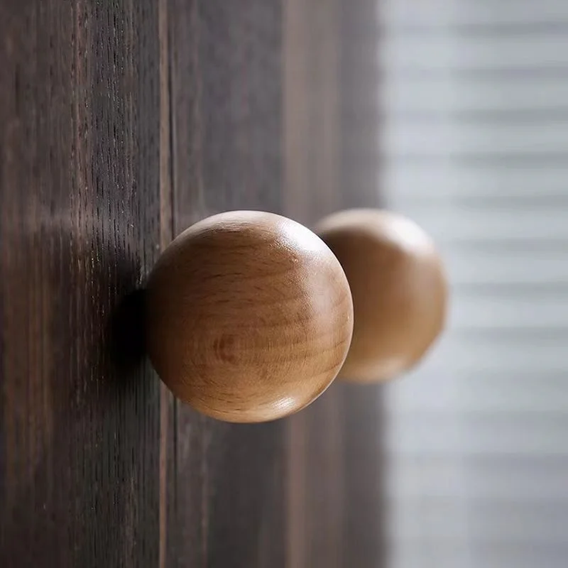 Wood Ball Shape Furniture Handle Drawer Knobs INS Simple Round Handles for Kitchen Cabinet Door Cupboard Wardrobe Pulls