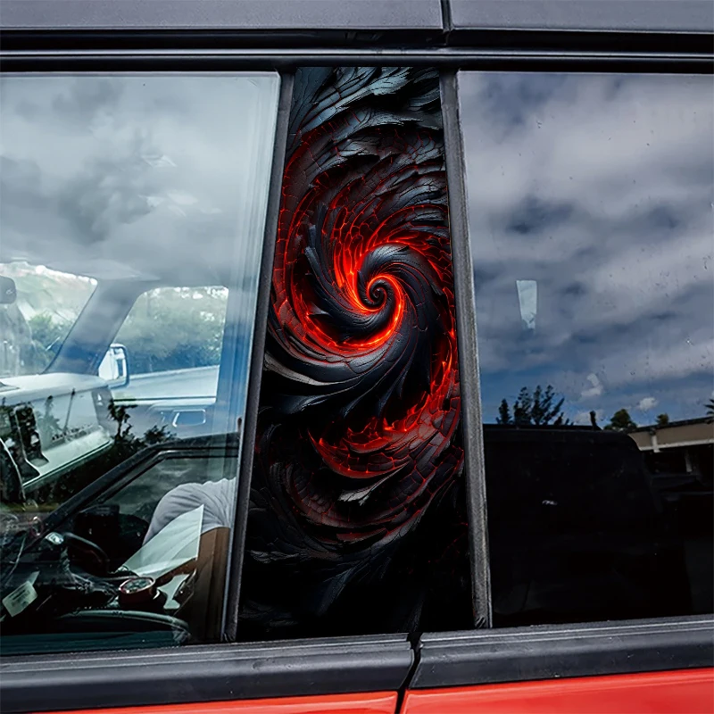 

2 pieces of automotive B-pillar stickers Blazing Vortex Protective film, PVC material film