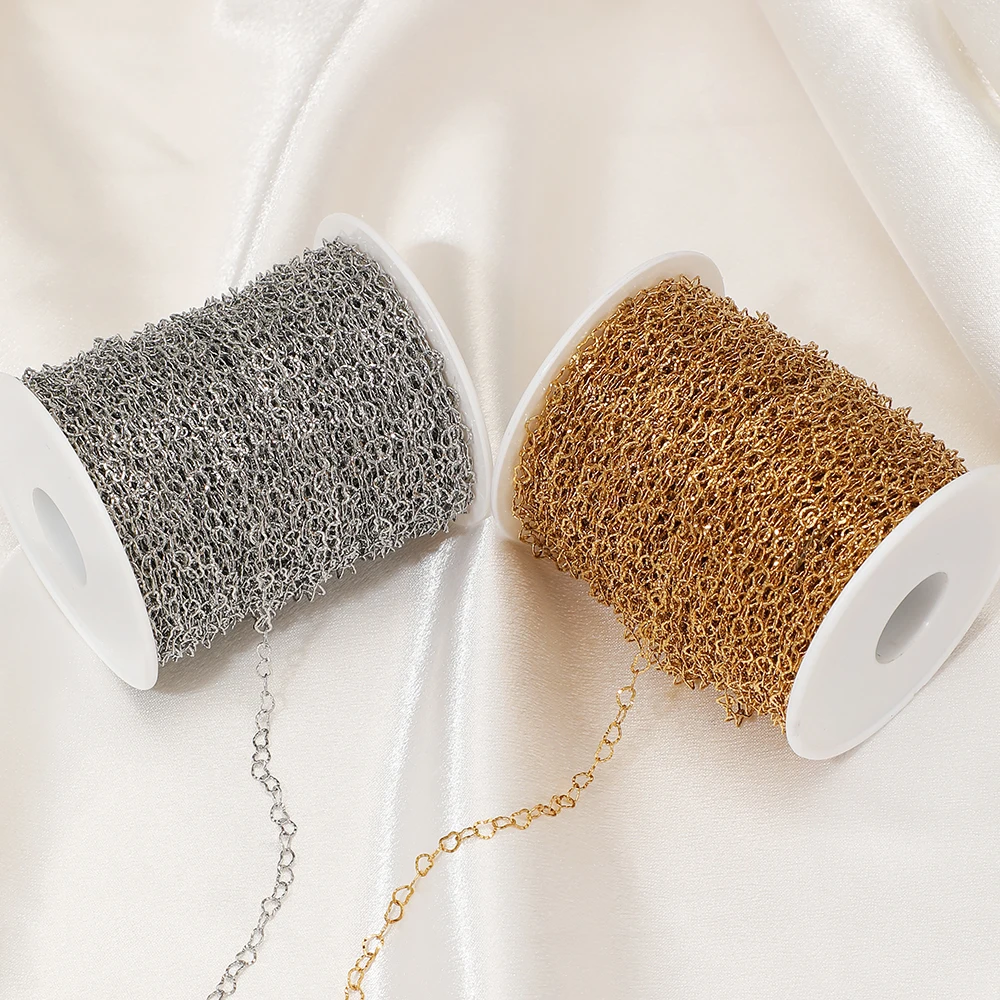 2 Meter Edelstahl-Prägketten mit Herzmotiv für DIY-Schmuck, Ohrringe, handgefertigte Halsketten, Armbänder, Bastelarbeiten und Schmuckzubehör – Detail 5