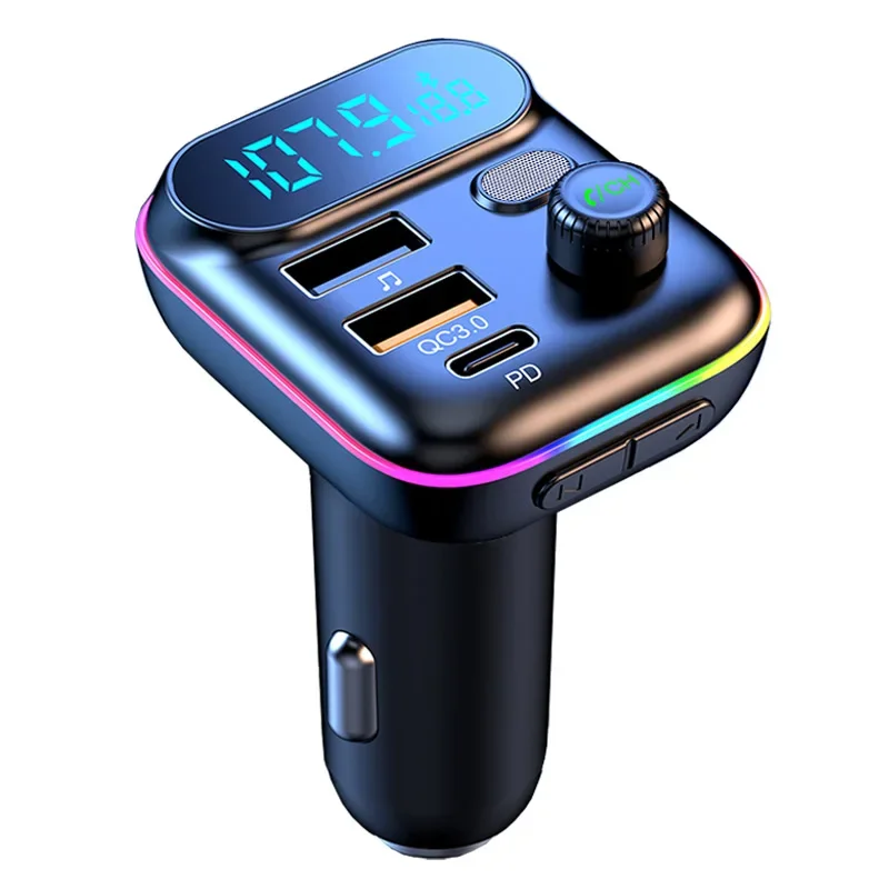 

JaJaBor Car FM Modular MP3 Player PD 18W Type C QC3.0 USB Charger Car Bluetooth-compatible 5.0 Handsfree Wireless FM Transmitter