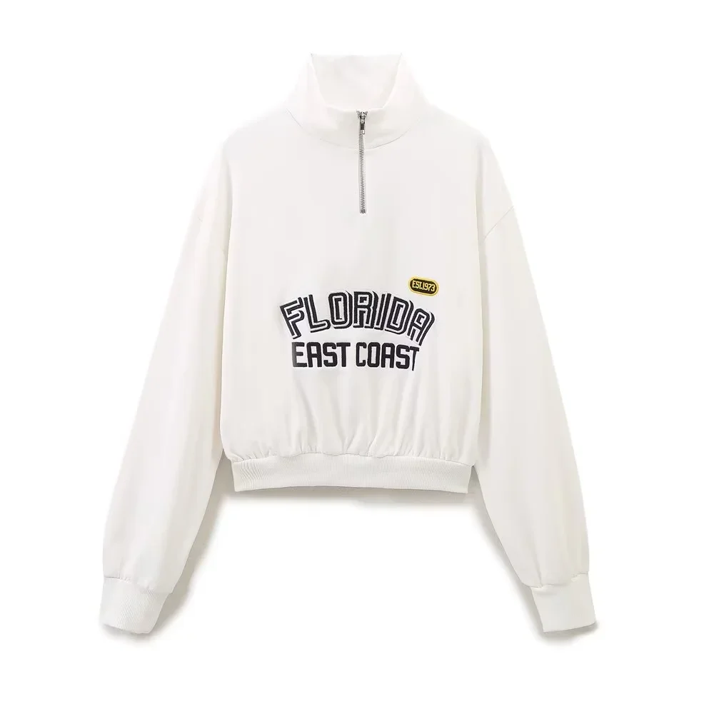 

PB&ZA 2024 Autumn New Product Women's Casual College Style Printed Round Neck Long Sleeve Hoodie
