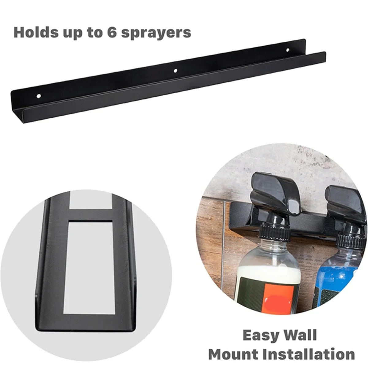 AA25 Metal Trigger Bottle Rack Wall Mounted Garage SprayBottle Storage Rack Suitable for Car Detailing Supplies Storage Rack