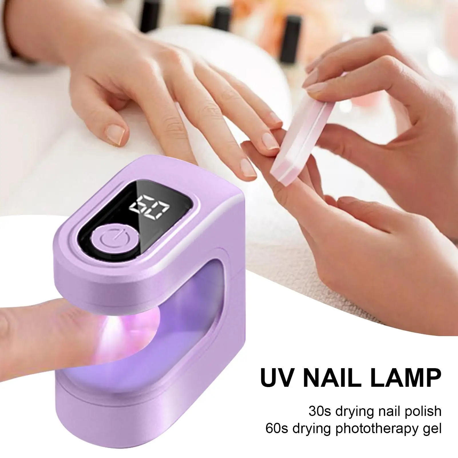 

UV Nail Lamp Mini USB Charging Fingernail Drying Tool Nail Curing Light With 2 Timing Modes For Manicure Pedicure Studio Salon