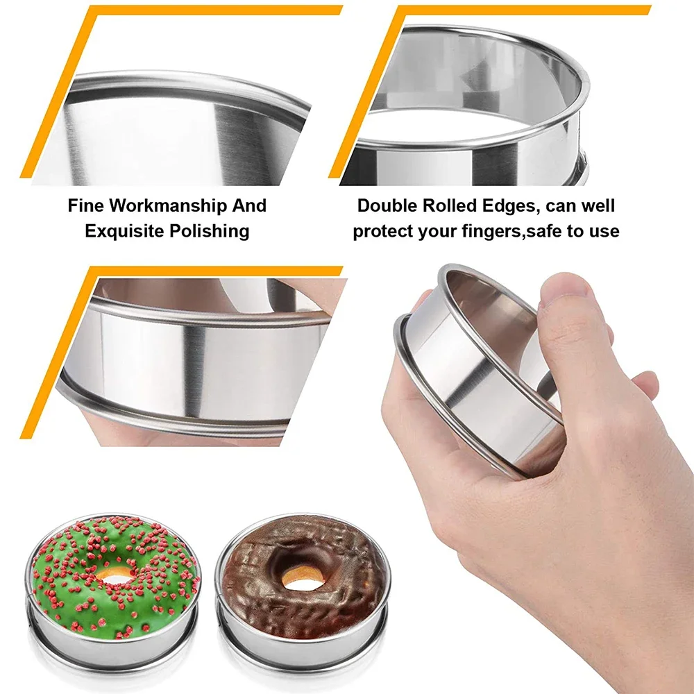 Muffin Tart Rings 2/3pcs Double Rolled Tart Ring Stainless Steel Muffin Rings Metal Round Ring Mold for Food Making