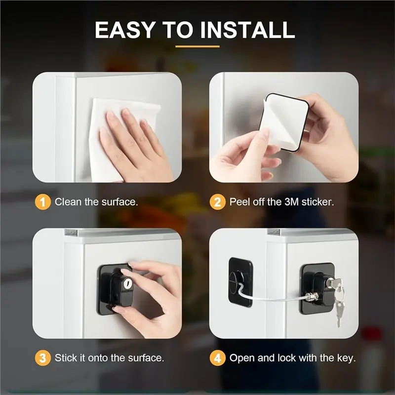 【RECOMENDAR】Fridge Lock, Refrigerator Lock For Freezer, And Drawers, Closets, Doors, With Adhesive Backing, Easy Install, 3PCS
