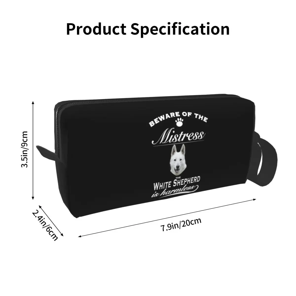 White German Shepherd Dog Makeup Bag Cosmetic Organizer Toiletry Cosmetic Bag for Women Beauty Travel Pencil Case