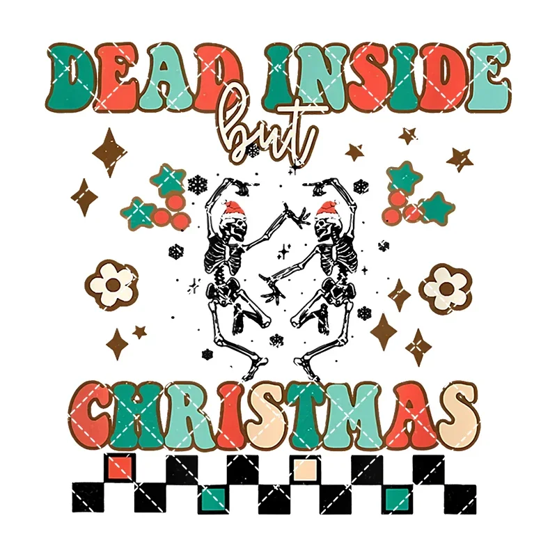 cadeau Kerstmis opstrijkbare warmteoverdrachtstickers voor kleding DTF pinted vinyl thermische applicaties wasbare T-shirt sticker