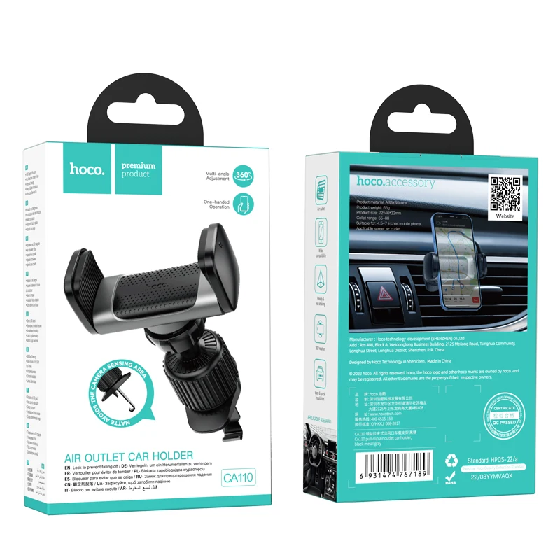 Hoco-Soporte Universal para teléfono móvil, Clip de ventilación para coche, 12 Series 13 para iPhone, Samsung