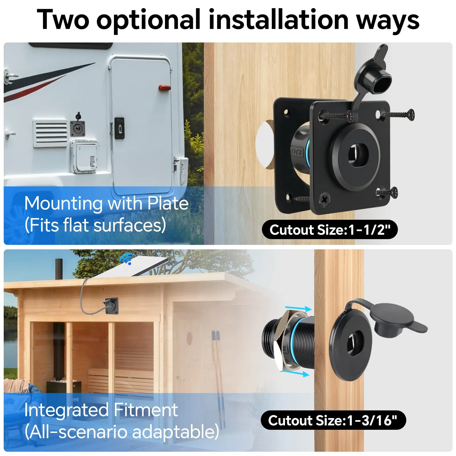 Aluminum Pass Through Wall Socket for Starlink Gen3 RJ45 CAT6 Ethernet Female to Female IP68 Waterproof Bulkhead Panel Socket