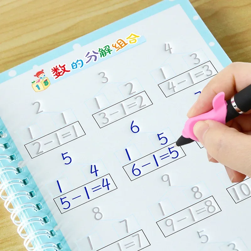 8 Pcs Children's Young Copybook Groove Calligraphy Practice Board 3-8-Year-Old Beginners Children Regular Script With Numbers