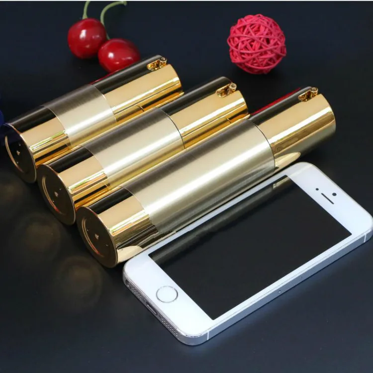 10pcs Luxury Gold Silver Empty Airless Pump bottles Mini Portable Vacuum Cosmetic Lotion Treatment Travel bottle