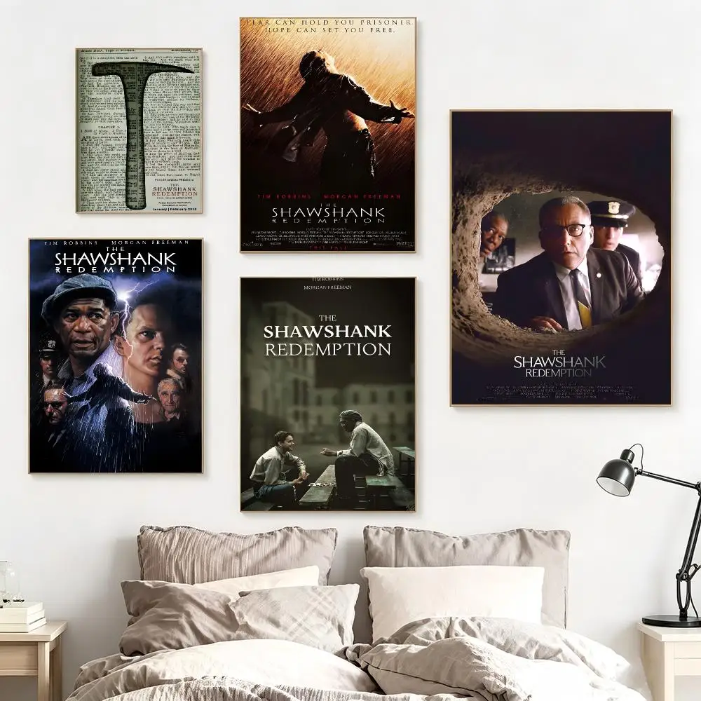 Classic Movie T-The Shawshank Redemption Poster impermeable para el hogar sala de estar dormitorio bar decoracion estetica