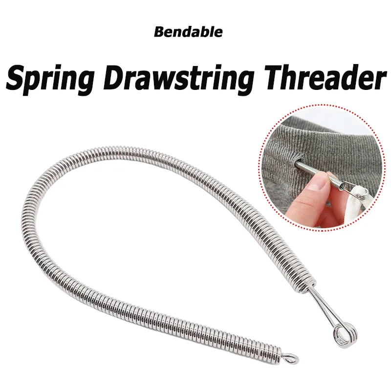 Bendable Spring Drawstring Threader Clip Pants Hoodies Elastic Band Lace Cord Flexible Drawstring Thread DIY Sewing Accessories