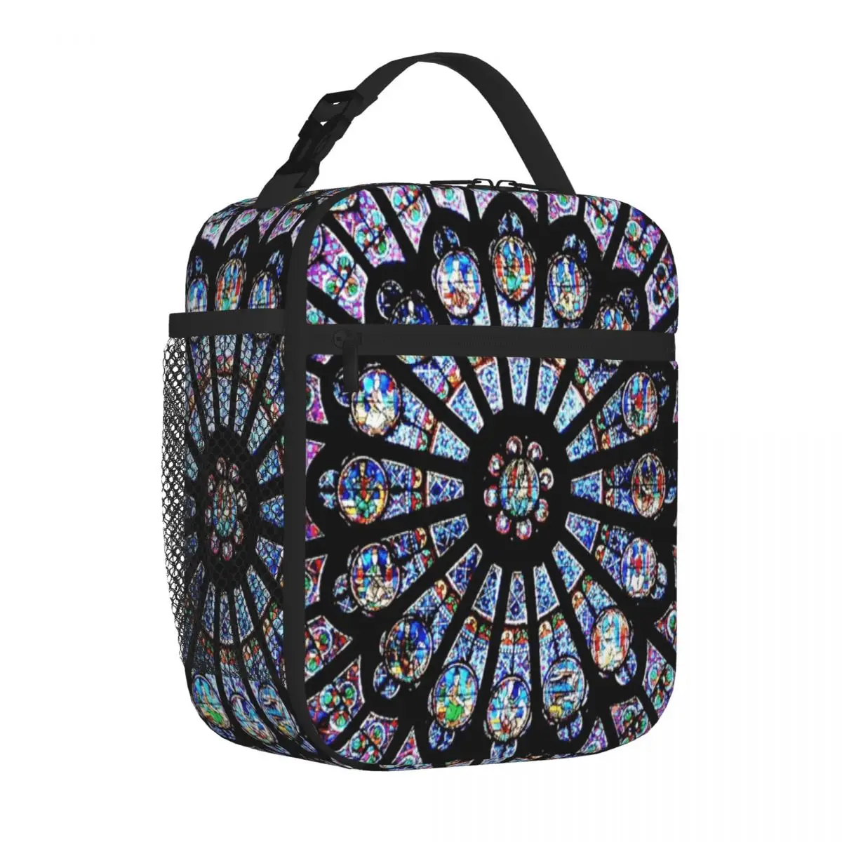 Hot Sale Notre Dame Cathedral Stained Glass Sweet Style Durable Lunch Bag Outdoor Sports Lunch Tote