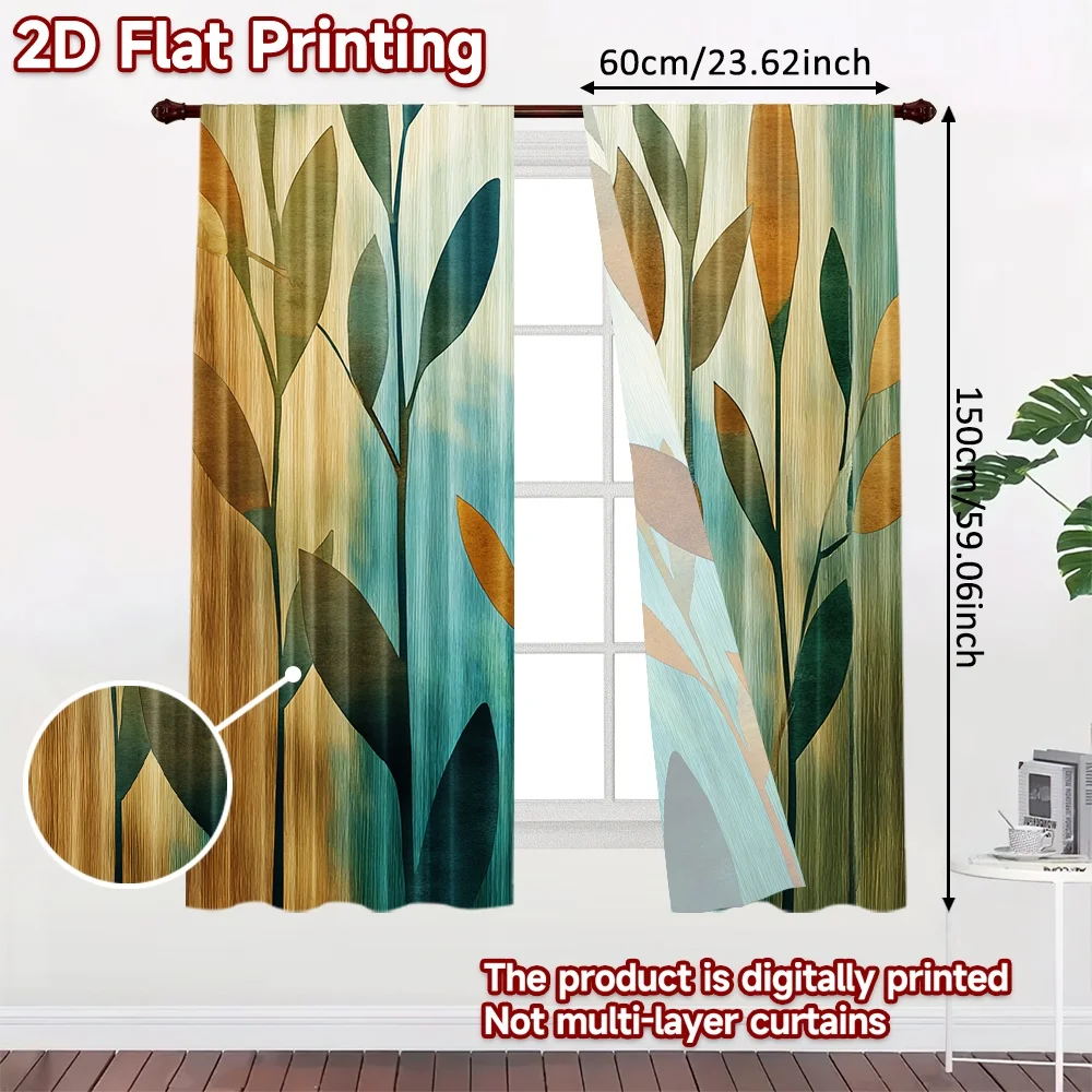 2D flat printing 2pcs Drapes Autumn Foliage Silhouette Digital Printed Polyester Drapes Party Decorations Perfect for Photo