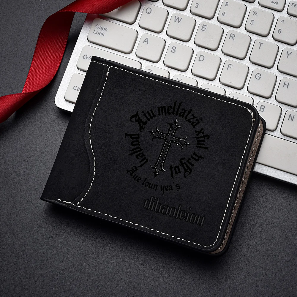 Men's Fashionable Minimalist Short Wallet Personalized PU Leather Design Compact Card Holder for Men
