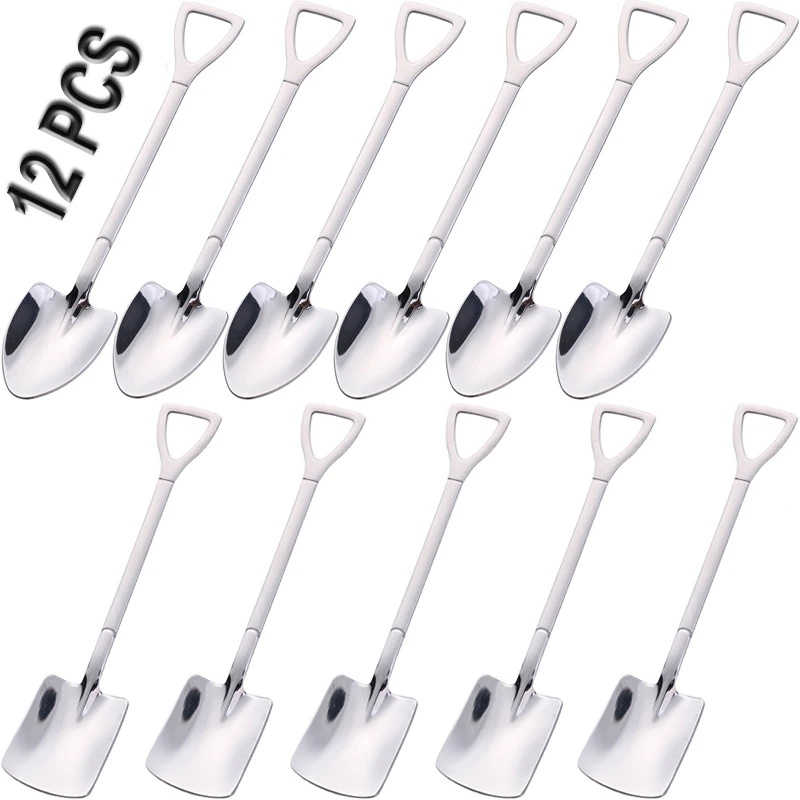 

6-12 PCS 304 Stainless Steel Coffee Spoon Mini Sugar Espresso Shovel Teaspoon Kitchen Dessert Ice Cream Meal Stirring Tea Shovel