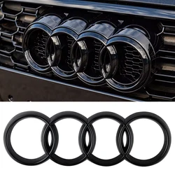 For Audi A4 A3 A5 A6L A7 A4L Q3 Q5 Sportback Q2L Q7 Q8 ABS Car Front Grille Rear Trunk Auto Emblem 4 Ring Decoration Accessories