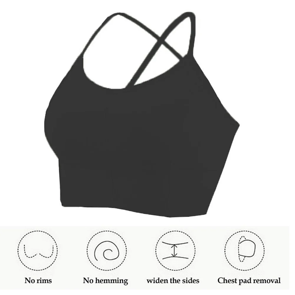 Soutien-gorge Push-Up respirant à bretelles croisées pour femme, haut court de sport, yoga et fitness