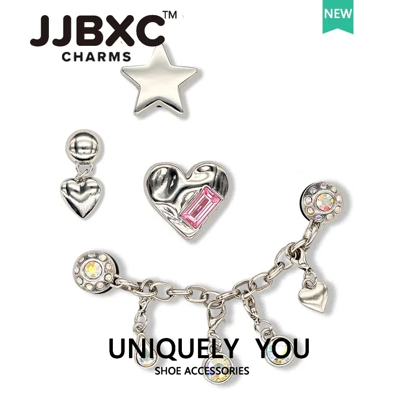 Metal JJBXC CHARM Shoe Buckle Shoe Accessories Silver Alloy Diamond Pendant DIY Fashion Shoes Accessories
