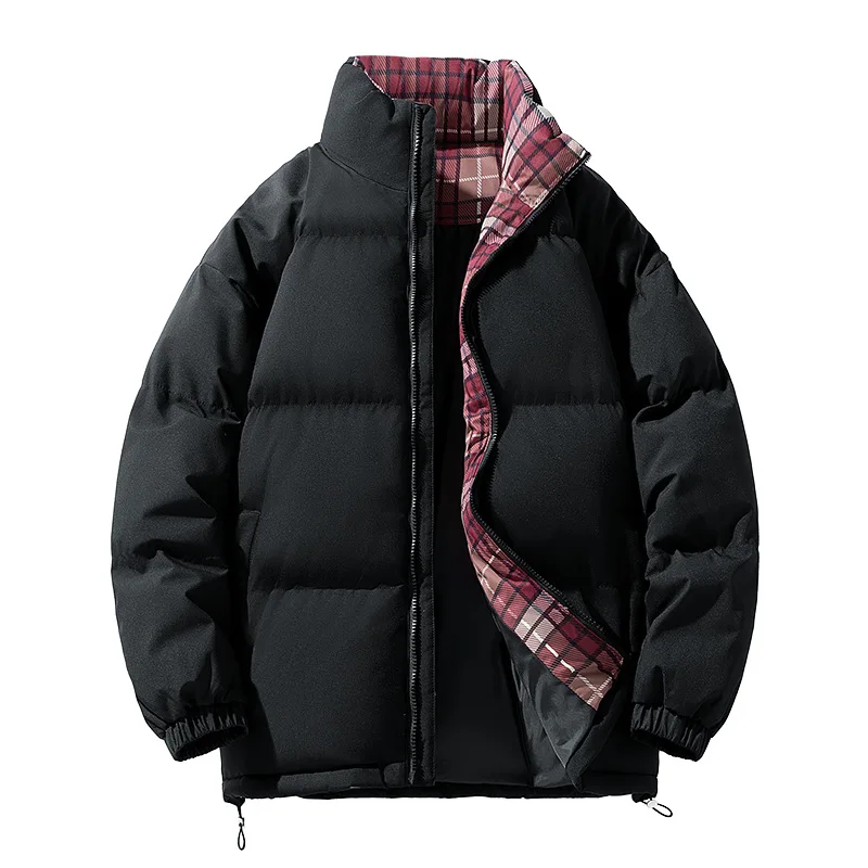 Winter New American Plaid Bread Outwear Casual Loose Trendyy Fashion Thickeneded Cotton Outwear Men's Stand Collar Jacket Men