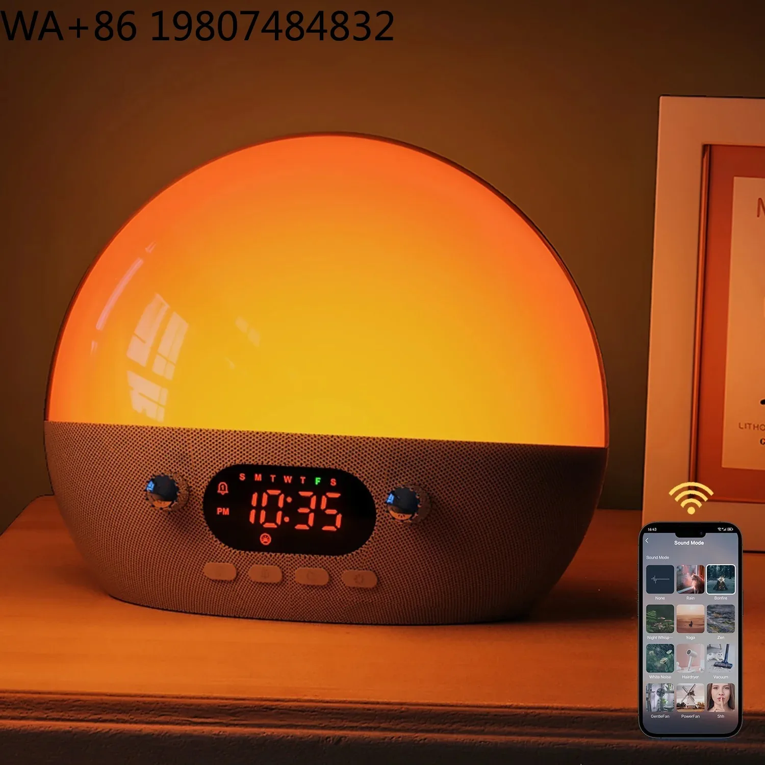 Bedside Sunrise Wake Lamp Bluetooth Audio Rich White Noise Modes Dimmable RGB Night Light Multi-functional Sleep Aid Decor Lamp
