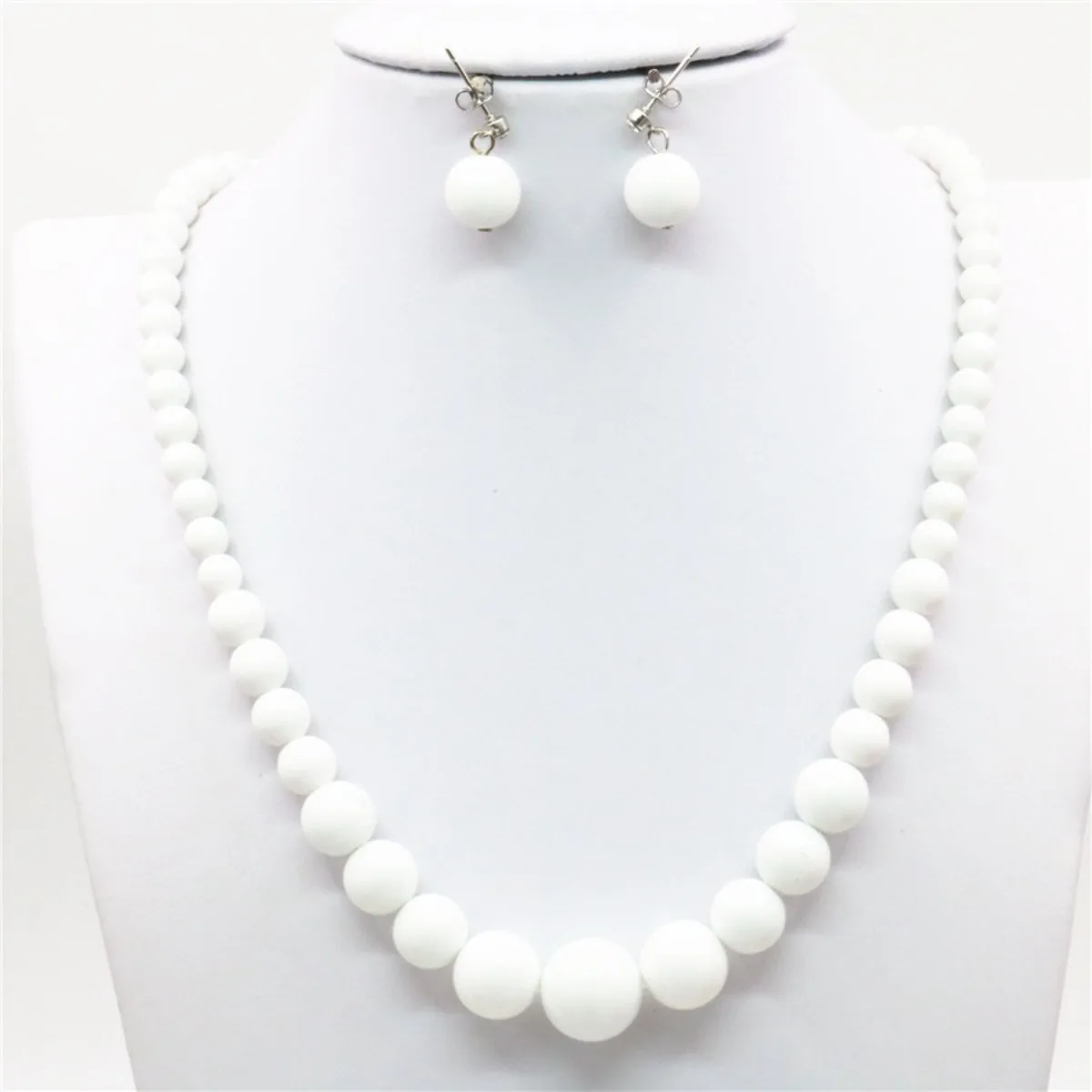 Beautiful Round 6-14mm Red Shell Pearl Beads Necklace Stud Earrings Set Women Girls Jewelry Making Design 18