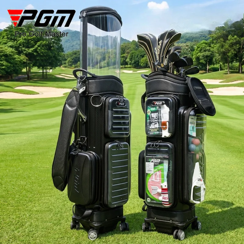 PGM Golf Bag Hard Shell Transparent Air Transport Bag Men Women Travel Expansion Bag Universal Wheel QB142