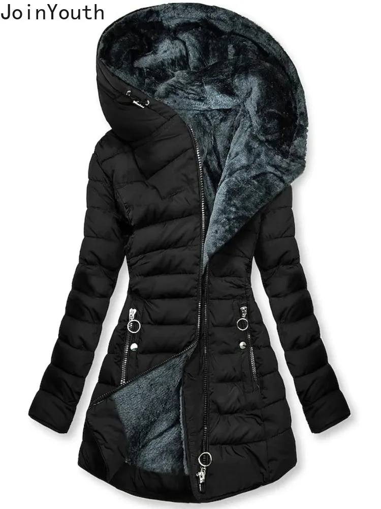 

Winter Clothing Hooded Thicked Fashion Korean Jackets Tops Slim Fit Warm Parkas 2025 Ropa Mujer Casual Streetwear Coat for Women
