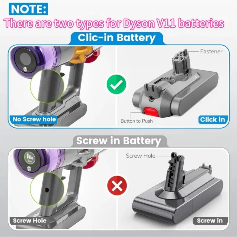 25.2V 6000mAh/8000mAh Battery For Dyson V11 Vacuum Cleaner SV15 SV16 SV17 SV18 SV22 Replacement Battery Buckle Version