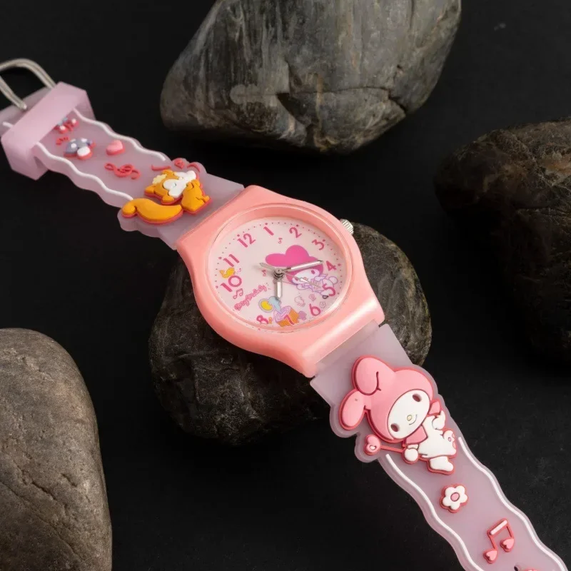 Sanrio Hello Kitty Wrist Watch Anime My Melody Cinnamoroll Children Children Watches 3D Student Silicone Strap Quartz Watch