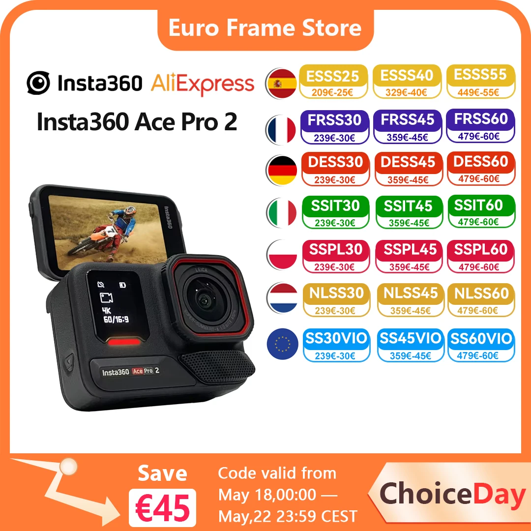 【EU Stock】Insta360 Ace Pro 2 8K Waterproof Action Camera Dual AI chips, 1/1.3-inch sensor AcePro 2 New