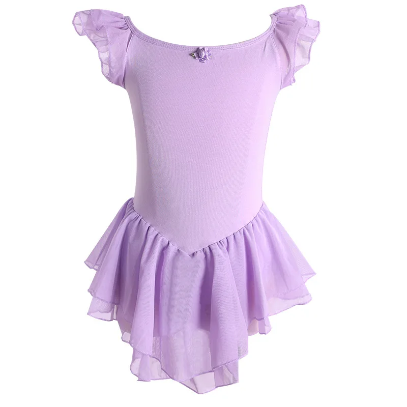 Kids Girls Professional Dance Childrens Practice Gymnastics Clothes Ballet Performance Dancing Fluffy Skirts Flutter Sleeve